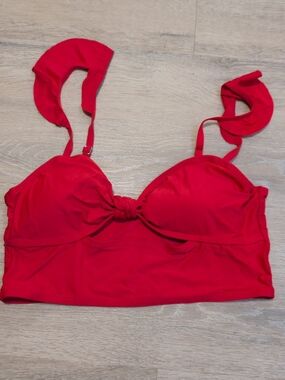 Red Knot Longline Front Bikini Top Ruffle Strap XL Sea Angel